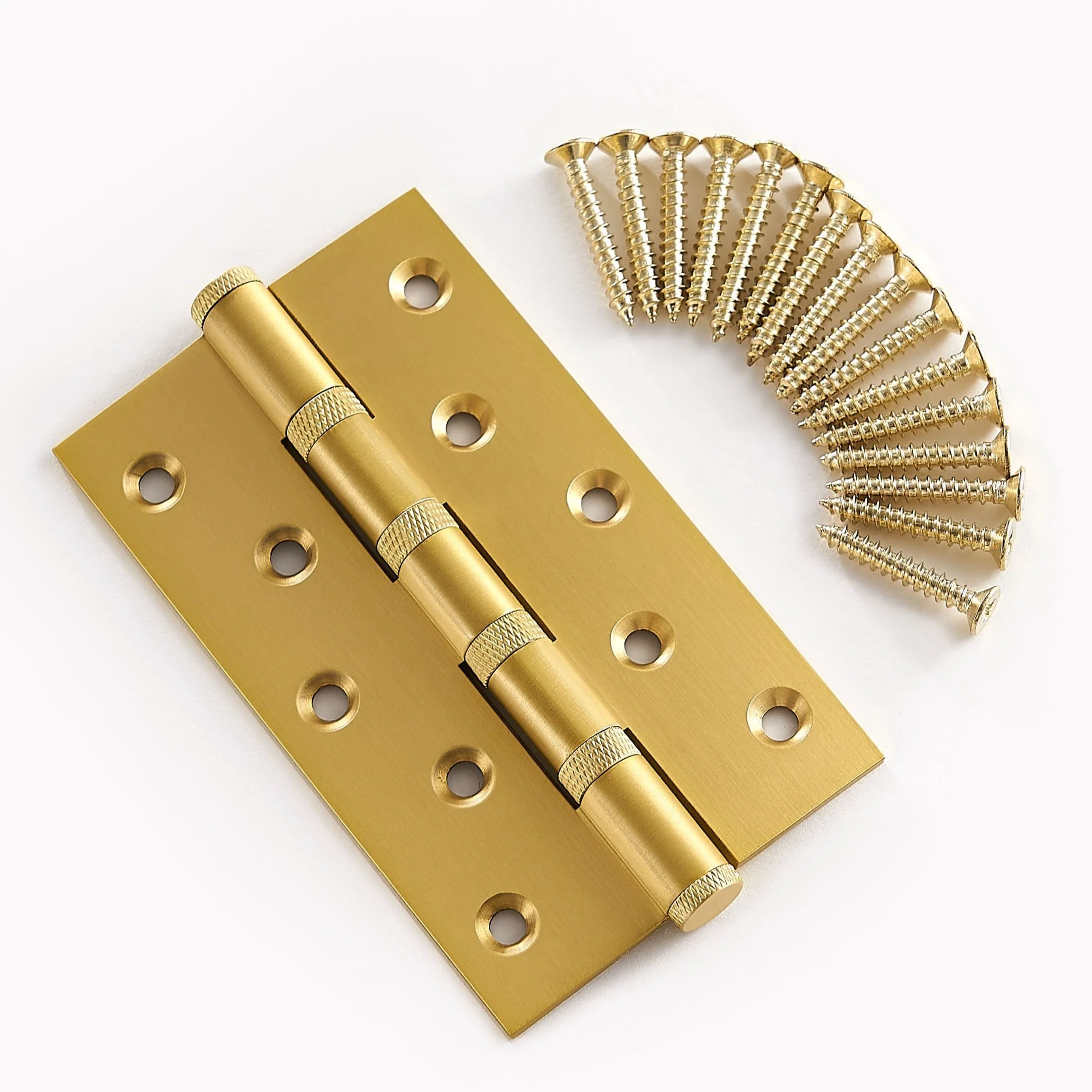 Cross-Knurled Solid Brass Butt Hinge | Gold - Image 4