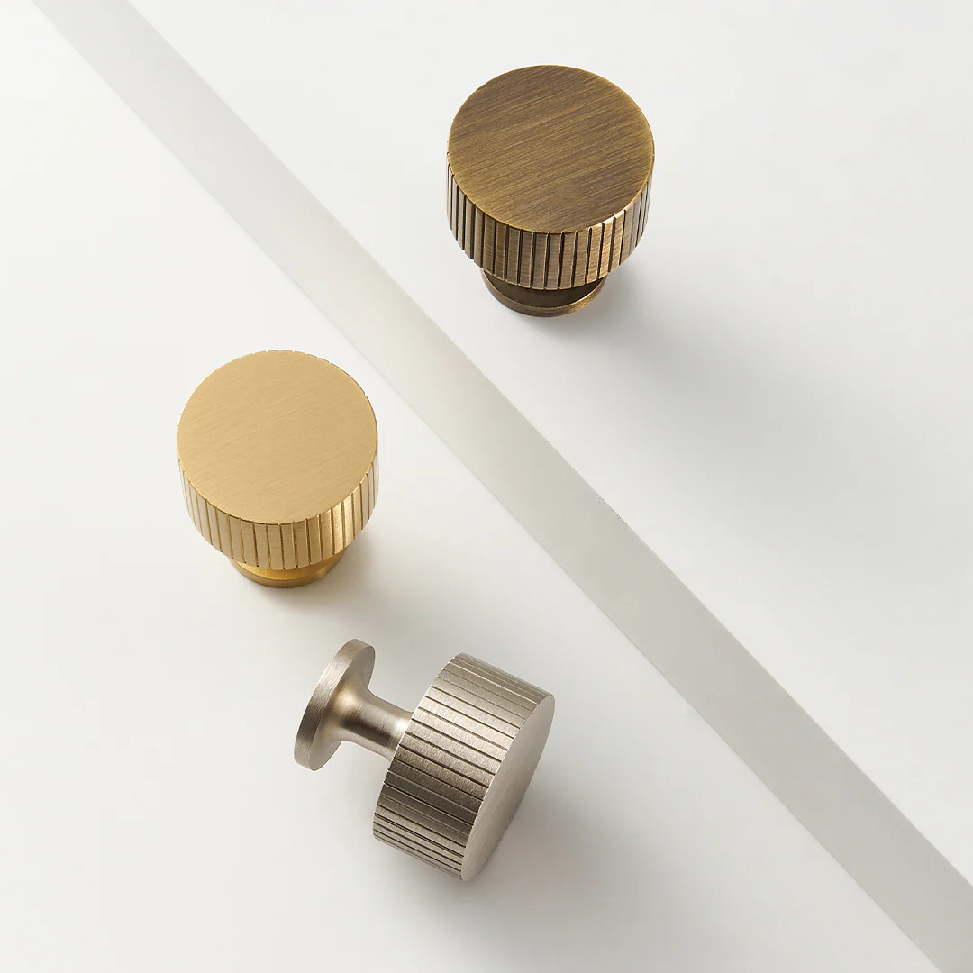 Freya Solid Brass Knob | Satin Brass (Grooved) - Image 3