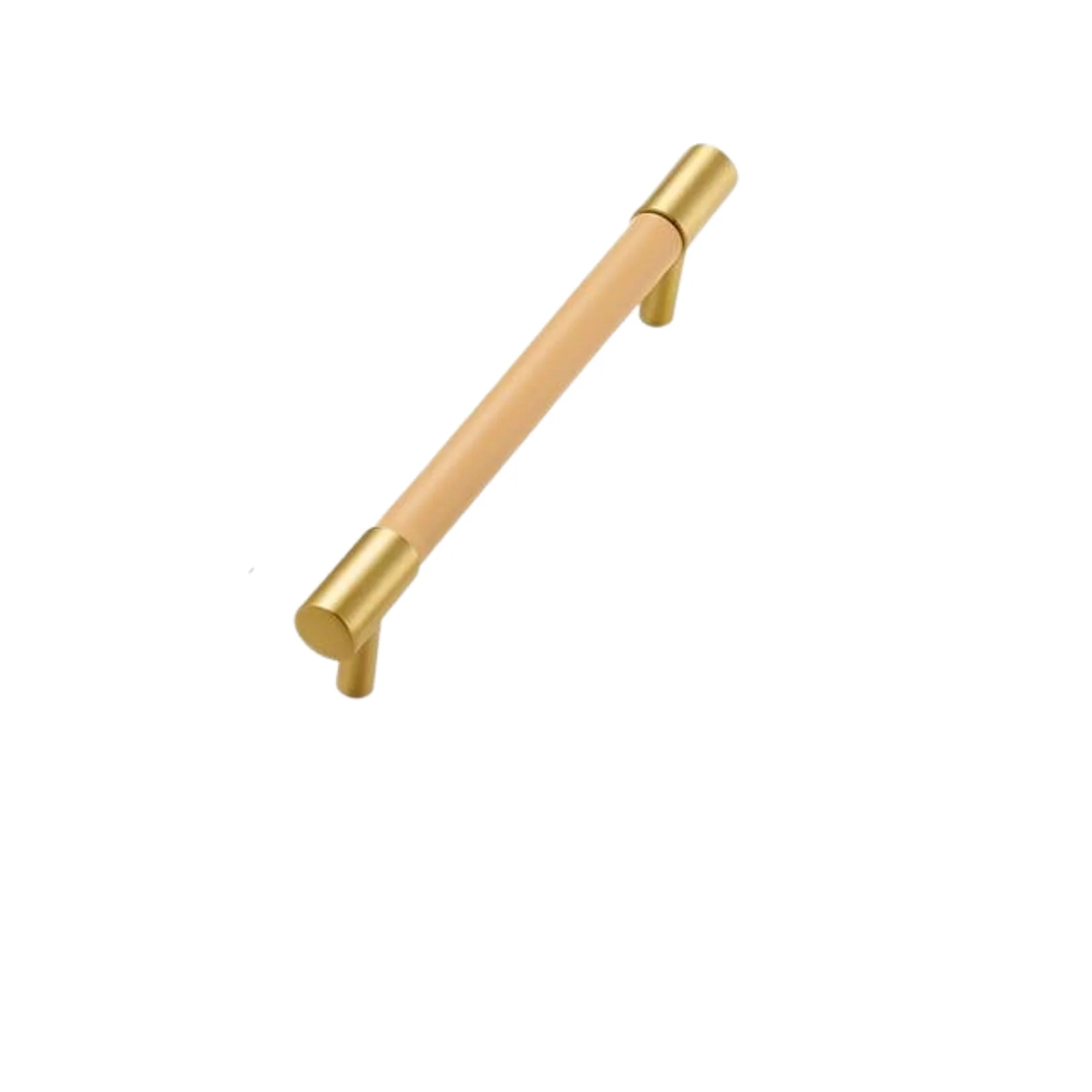 Kara Solid Brass & Leather Handle | Gold & Beige - Image 3