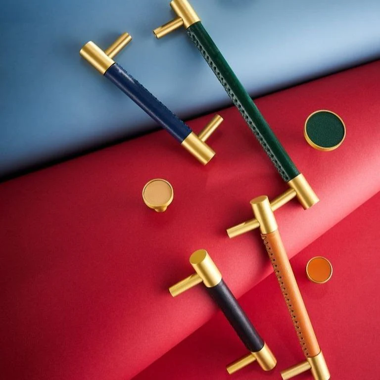 Kara Solid Brass & Leather Handle | Gold & Blue - Image 6