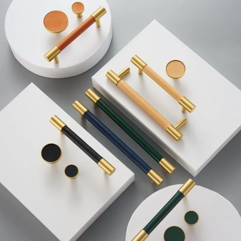 Kara Solid Brass & Leather Handle | Gold & Green - Image 7