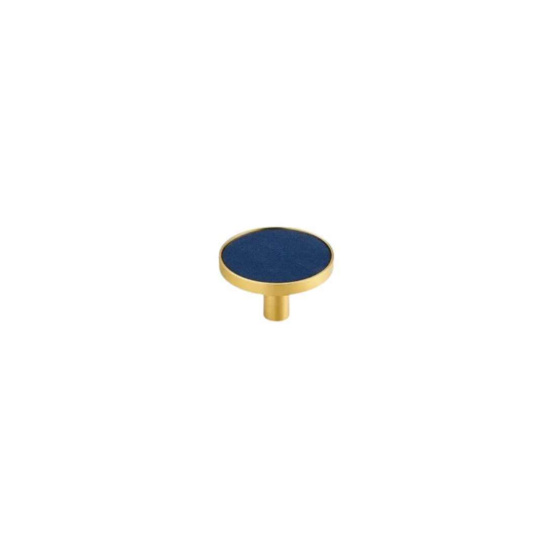 Kara Solid Brass & Leather Knob | Gold & Blue - Image 4
