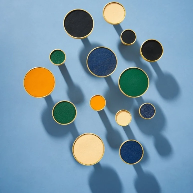 Kara Solid Brass & Leather Knob | Gold & Blue - Image 5