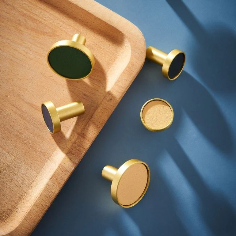 Kara Solid Brass & Leather Knob | Gold & Blue - Image 7