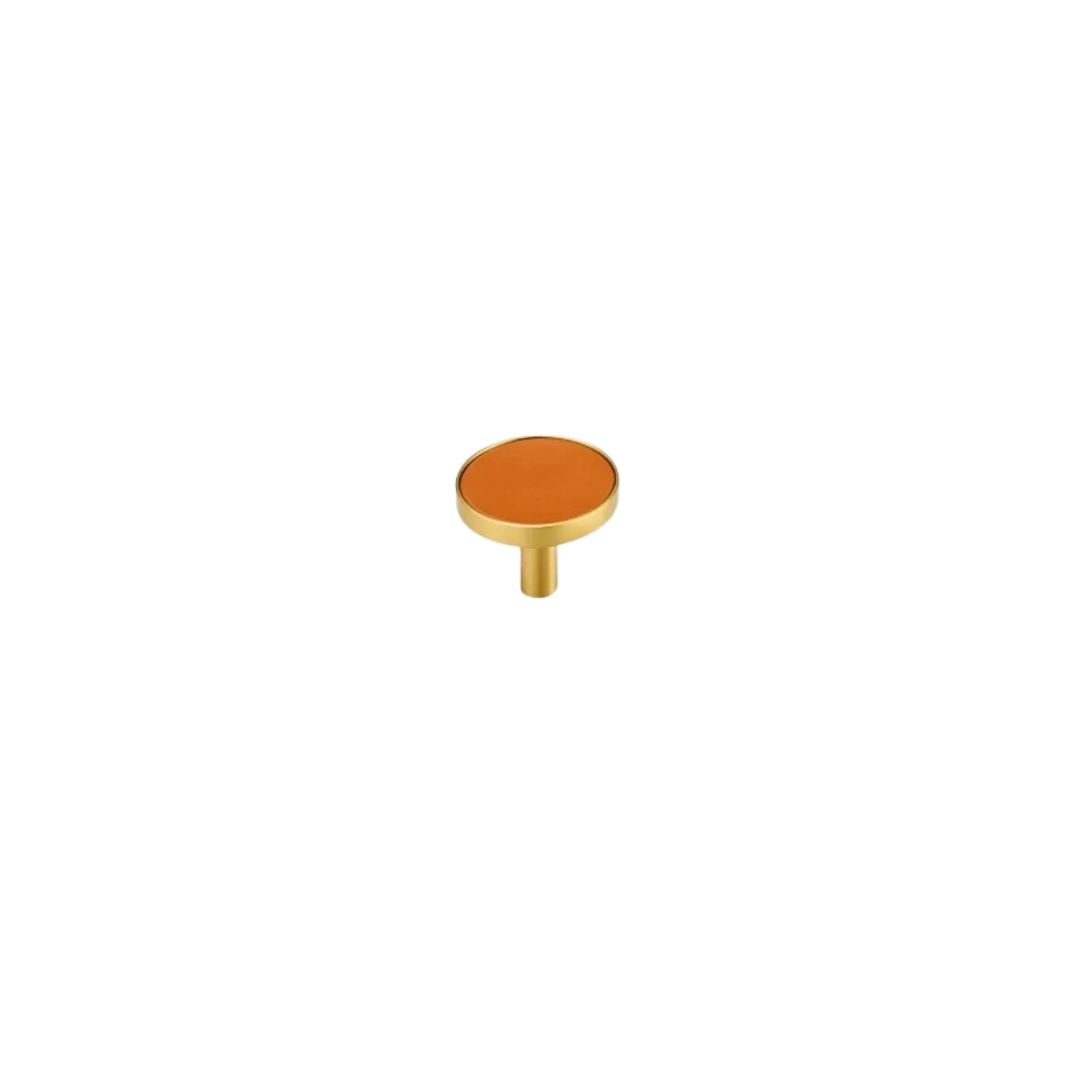 Kara Solid Brass & Leather Knob | Gold & Orange - Image 3